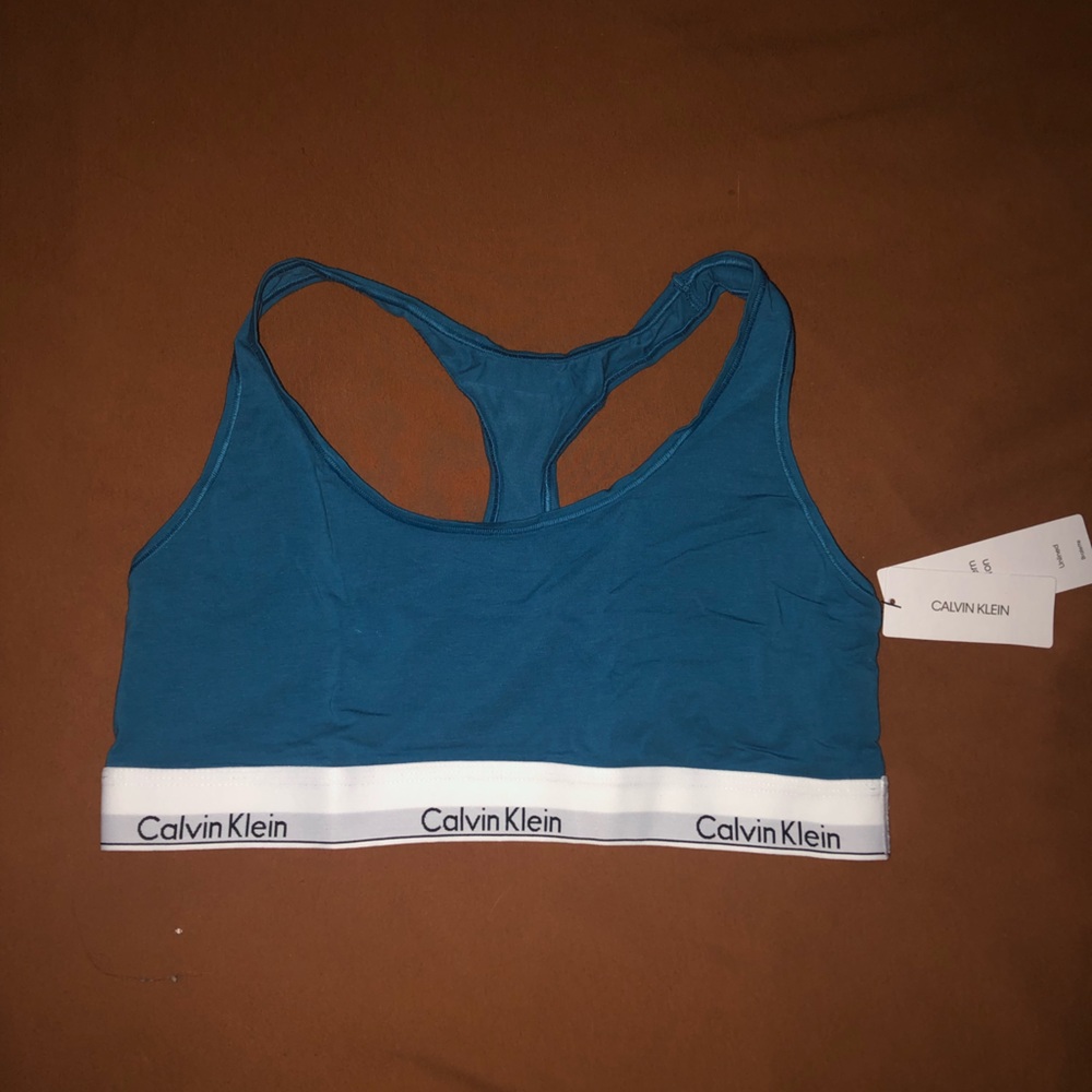 Calvin Klein Cotton Unlined Wireless Bralette (Tapestry Teal, X-Large)